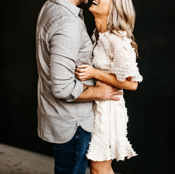 Indikah Cream Pom Pom Wrap Short Sleeve Dress Size Small NWOT - Picture 2 of 11